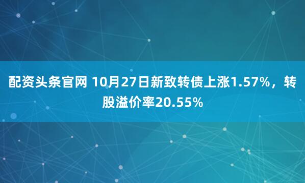 配资头条官网 10月27日新致转债上涨1.57%，转股溢价率20.55%