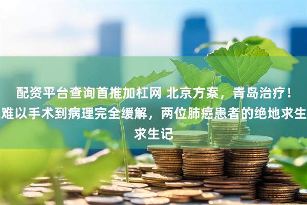 配资平台查询首推加杠网 北京方案，青岛治疗！从难以手术到病理完全缓解，两位肺癌患者的绝地求生记